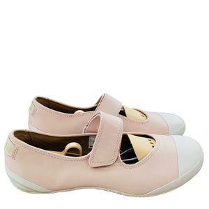 Re-Posh Converse Pale Pink & White Leather Mary Jane Velcro Sneakers Size 8